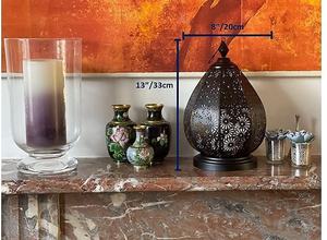 Farol de Metal Marroquí Personalizable, Portavelas Colgante para Exteriores en Negro y Oro Rosa para Decoración del Hogar - Product Image 6