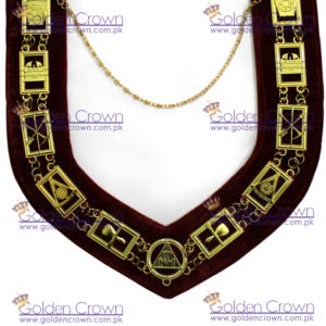 Collar Masónico de Arco Real, Chapado en Oro, Color Personalizado, Talla Personalizada, Unisex, Corona Dorada, GC-5893, En Existencia - Product Image 5