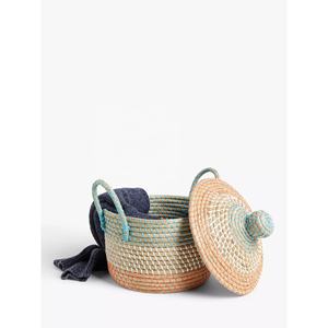 Minicesta de almacenamiento de algas marinas con tapa, colores naturales, superventas, decoración del hogar - Product Image 5