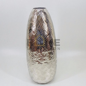 Centros de mesa martillados de aluminio creativo de mimbre alto, florero de Metal para el hogar, sala de estar, decoración de mesa, jarrones de flores - Product Image 3