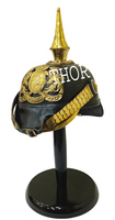 Casque Impérial Pickelhaube WW1 WW2 Allemand Prussien Cuir Noir