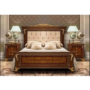 Ensemble de meubles de chambre à coucher en bois, design classique sculpté à la main, finition perlée populaire, mobilier de maison en teck victorien - Product Image 1