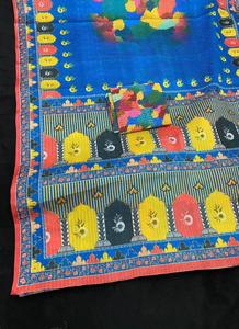 Tissu en soie douce avec impression numérique, miroir de travail, conception de fleurs, sarouel de styliste, bollyden, couleur maroon avec blouse indienne - Product Image 3