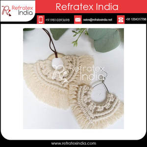 Pendientes de macramé de algodón hechos a mano, joyería de macramé - Product Image 5