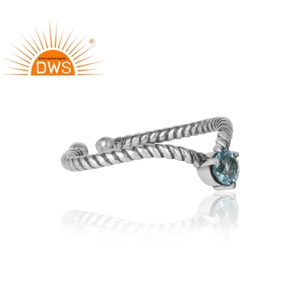 Pierre précieuse en topaze bleue, argent anodisé, vente en gros, création de bijoux, 925 - Product Image 3