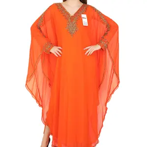 Dubai Eenvoudige Moslim Lange Mouwen Maxi Jurk Caftan Voor Dagelijks Casual Abaya Kaftan Gemaakt In India Hand Werk Borduren Party dragen