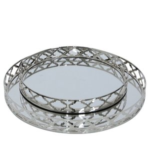 Bandeja de servicio de espejo de la India, excelente calidad, hecha a mano, forma redonda, plato de servicio de lujo - Product Image 3
