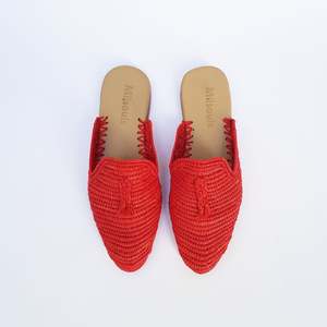 Raffia <b>Shoes</b> Handmade slippers Red Unique Handmade Collection - Product Image 1