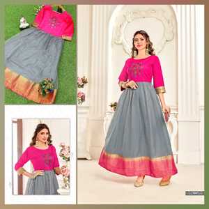 Kurti ชุดราตรีผ้าออร์แกนซ่าแท้สำหรับผู้หญิง,ชุดเดรสยาวแบบชิ้นเดียวดีไซน์แบบดั้งเดิมสำหรับใส่ทำงานในมือสวมใส่สูทส่งออกจากราชวงศ์ - Product Image 2