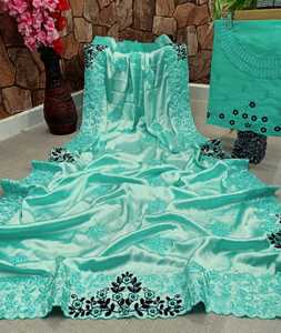 Look riche Georgette miroir travail Saree avec chemisier pièce femmes indiennes portent Sari pas cher bas prix en gros Surat ApparelGarment - Product Image 4