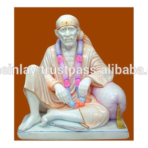 White Marble Sitting Sai Baba God Statue - Product Image 1