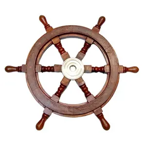 手工航海木制船轮独特定制手工木制装饰船轮出售