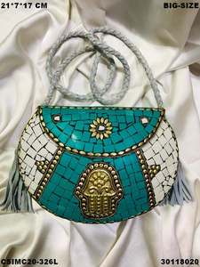 Pochette mosaïque en métal pour dames faites à la main soirée multicolore tendance - Product Image 6