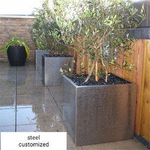 Bac à jardinage moderne en acier inoxydable, grand Pot de fleurs de grande taille, pour décorer votre jardin, en acier inoxydable - Product Image 6