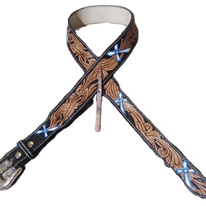 Cinturón de cuero de vaca 100% auténtico para hombre y mujer, cinturón vaquero occidental con diseño Floral en relieve, calidad Superior - Product Image 1