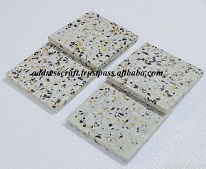 Ensemble de sous-verres blancs et multicolores de forme carrée en terrazzo de style américain, ustensiles de cuisine pour la maison, tapis et tampons personnalisés de style nouveau - Product Image 4