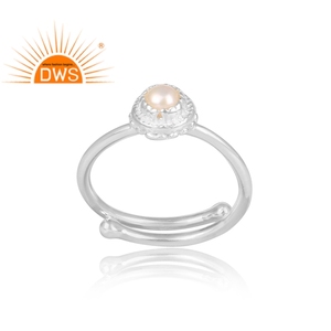 Bague en argent Sterling, anneau de déclaration en forme de couronne, fait à la main, perles blanches naturelles, vente en gros - Product Image 2