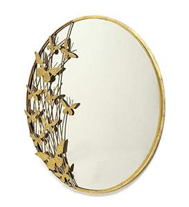 Espejo de Pared con Diseño de Mariposa y Racimo de Hierro Dorado - Product Image 1
