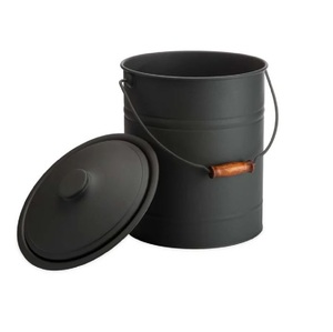 Elegante contenedor de almacenamiento de alimentos de metal galvanizado en gris con tapa de madera marrón perfecto para la organización de vajilla del hogar y la cocina - Product Image 3