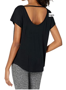 Women's Studio Relaxed-Fit Open-Back Short-Sleeve T-Shirt 64% <b>Polyester</b>, 33% <b>Rayon</b>, 3% Spandex Imported Machine Wash - Product Image 2