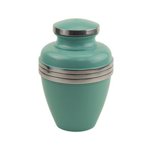 Urnes de crémation en aluminium peintes au vert de mer, urnes funérailles pour adultes, stockage des cendres humaines - Product Image 1
