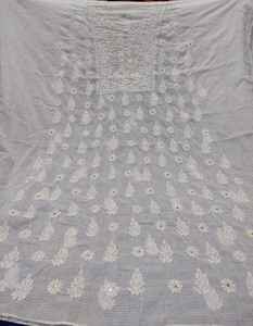 Tissu pour robe Chikankari de créateur avec travail manuel élégant et broderie lourde pour les fêtes traditionnelles et les vêtements ethniques - Product Image 1