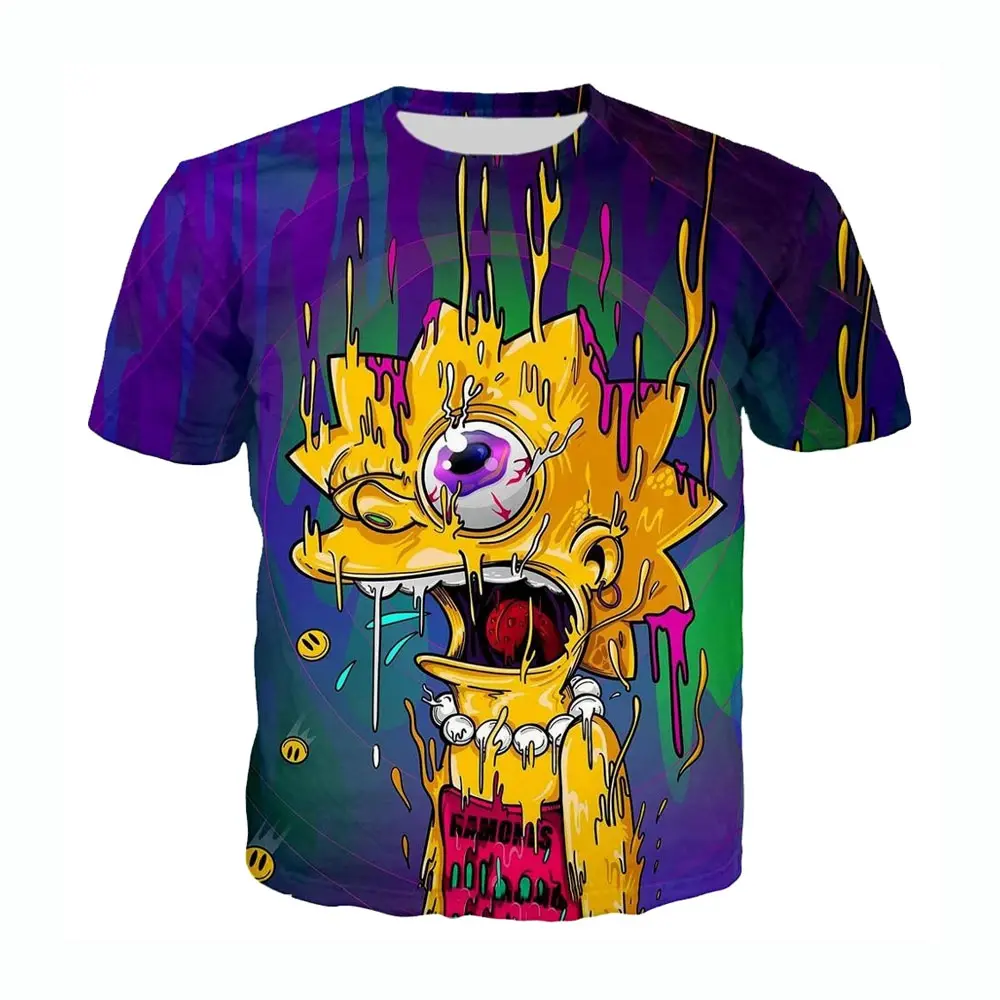 Sıcak satış Hip Hop T Shirt Anime süblimasyon T-shirt baskı erkekler Simpsons 3D kısa kollu Tee gömlek özel T-shirt rahat Jersey