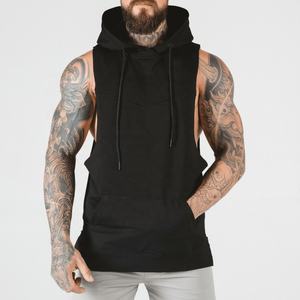 Débardeurs à capuche d'hiver pour hommes en tissu éponge tricoté de haute qualité, séchage rapide, couleur unie, pour la gym et l'entraînement - Product Image 2