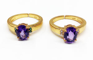 Shining Sterling Silver 925 Gold Plated Multi Color Gemstones Cheap Classic Ladies Wear <b>Adjustable</b> <b>Ring</b> - Product Image 5