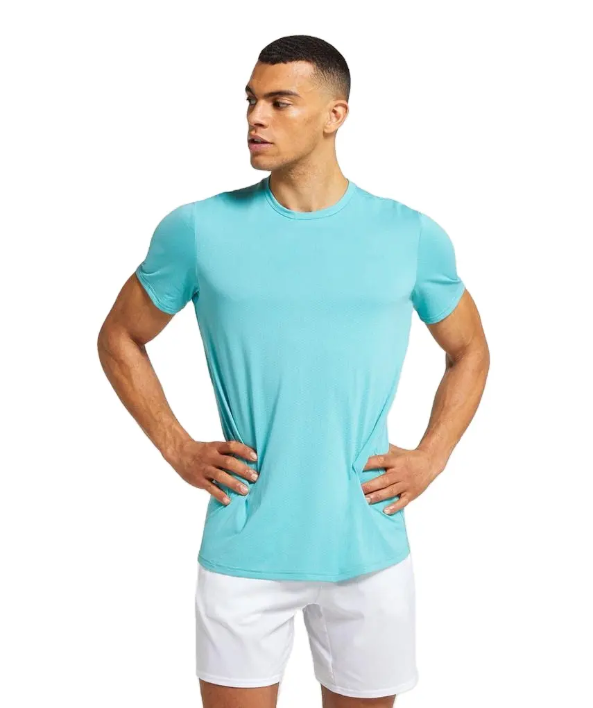 Low MOQ Customized OEM Men Gym Sports Running T Shirts Slim Fit Dry 100% Polyester Stretchable T-shirts