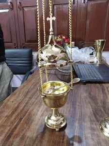 Conjunto de incienso de Latón chapado en oro, conjunto de incienso thurible - Product Image 4