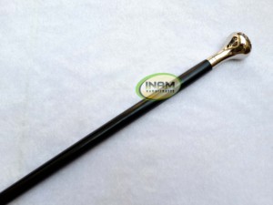 Bâton de marche en bois de styliste avec poignée de bouton en laiton/canne de marche en bois avec belle poignée ovale en laiton - Product Image 2