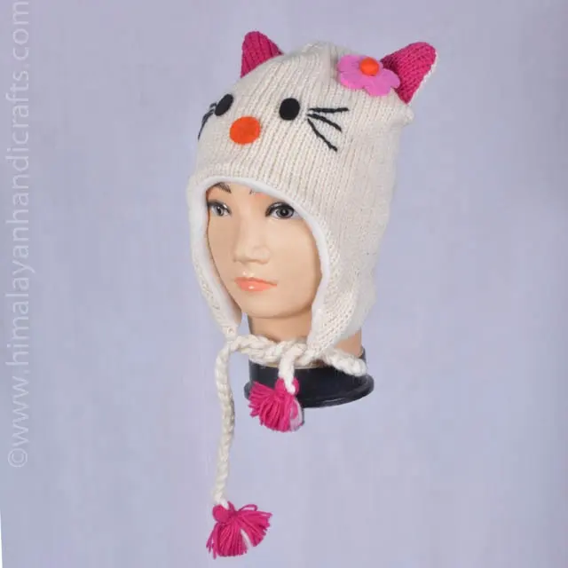 Animal sombreros de lana suave bordado de las mujeres de invierno de punto Unisex Beanie Ear Flap en forma de animales de invierno personaje de anime sombrero WAH-0341 un