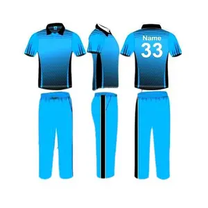 OEM hizmeti tasarım ekibi kriket forması resimleri özel yüceltilmiş logolar renkli yeni tasarım kriket forması erkekler için