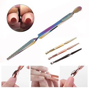 ไม้ดันหนัง | ที่แต่งเล็บแบบสองปลายสแตนเลสที่ตัดเล็บและกำจัดหนังกำพร้า | เครื่องมือทำเล็บมืออาชีพ - Product Image 3