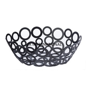 Conception personnalisée Corbeille à fruits Conteneur à légumes Corbeille en métal Décoration de la maison Vaisselle Alimentaire Multifonctionnel Finition noire - Product Image 1