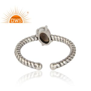 Dainty Oxidized 925 Silver Prong <b>Set</b> Size Free Ring <b>Indian</b> Pearl Jewelry Manufacturer Dainty Collection - Product Image 4