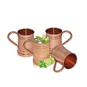 Juego de tazas de cobre de mula de Moscú de cuatro tazas de jugo de lima y menta de forma redonda para uso doméstico en hoteles y restaurantes - Product Image 1