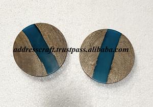 Juego de posavasos de madera de Acacia y resina de forma redonda de estilo Vintage personalizado, utensilios de cocina para el hogar, decoración de mesa de fiesta de cumpleaños usada - Product Image 3