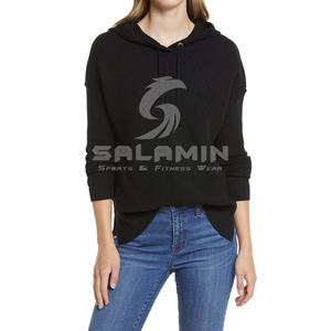 Nouveauté Automne-Hiver : Sweat à Capuche Oversize à Manches Longues en Polaire Lavée à Carreaux avec Logo Personnalisé pour Femme - Product Image 5