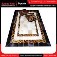 Hot Selling Haar Rindsleder Teppich Gebets matten Auto Matten Home Besticktes Natur fell Gefühl Modernes Design Indischer Hersteller Großhandel
