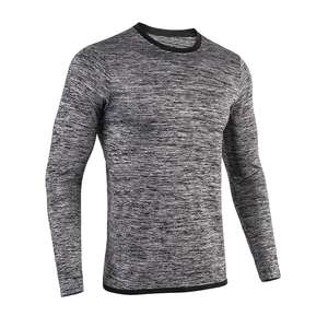 เสื้อยืดรัดรูปแขนยาวสำหรับผู้ชายเสื้อยืดโลโก้แบบกำหนดเองสีล้วนสำหรับผู้ชาย - Product Image 6