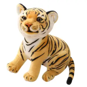 Artificial brown and white tiger soft plush toy best gift stuff toy wholesale supplier toys good quality