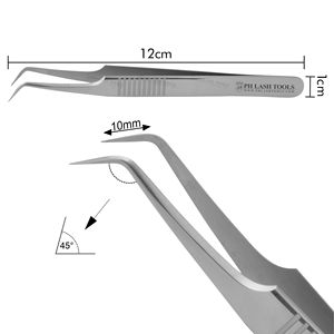 Stainless Steel Eyelash Extension Tweezer 10mm 45deg Bent with Finger Grip Design Private Label, Eyelash Extension Tweezer - Product Image 5