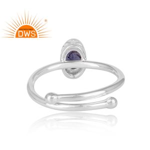 แหวนมงกุฎแฟนซีสำหรับผู้หญิงผู้ผลิตเครื่องประดับธรรมชาติ Iolite พลอยดีแหวนเงินผู้จัดจำหน่ายเครื่องประดับ - Product Image 4