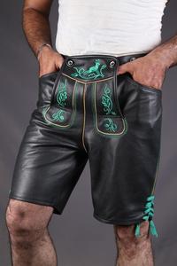 Derniers pantalons bavarois allemands conçus sur mesure pour hommes Oktoberfest Lederhosen noir décontracté taille moyenne droite écologique - Product Image 2