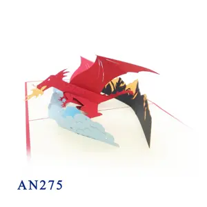 Dragon 3D Pop-up greeting cards Vietnam Handmade Lasercut Cheap price Kirigami Wholesale Card