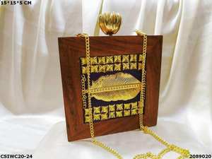 Sacs de soirée élégants en bois Embrayages Collection exclusive avec accents en métal - Product Image 6