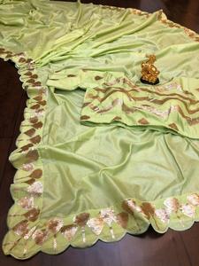 Saree de seda de aspecto tradicional para mujer, saree con Secuencia de sándwich, con blusa, pieza de vestir, saree barato, venta al por mayor - Product Image 4