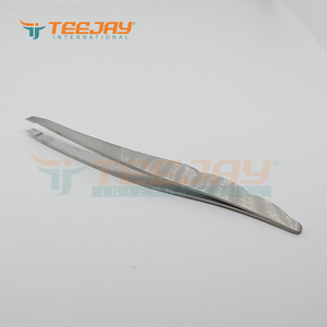 Pinzas plateadas para cejas, 11 cm, Punta inclinada, punta fina hecha a mano, agarre elegante, lo mejor para cejas, desplume de pelo - Product Image 2